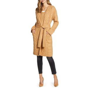Rachel Parcell Cozy Cable Belted Long Cardigan